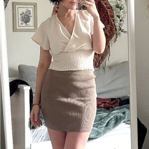 Cream classy tie blouse
